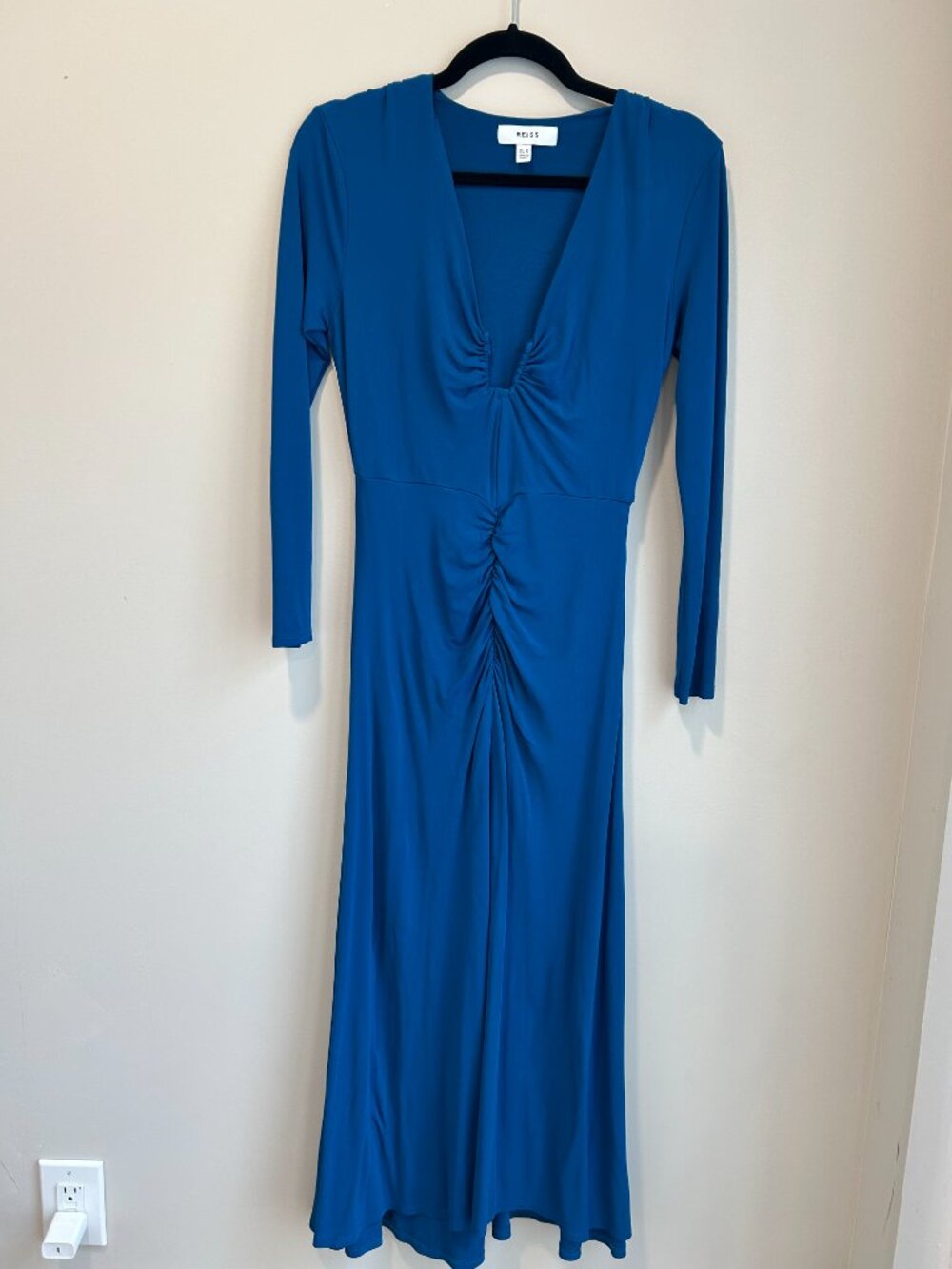 Reiss Teal Blue Long Sleeve Maxi Dress - Picture 2 of 11